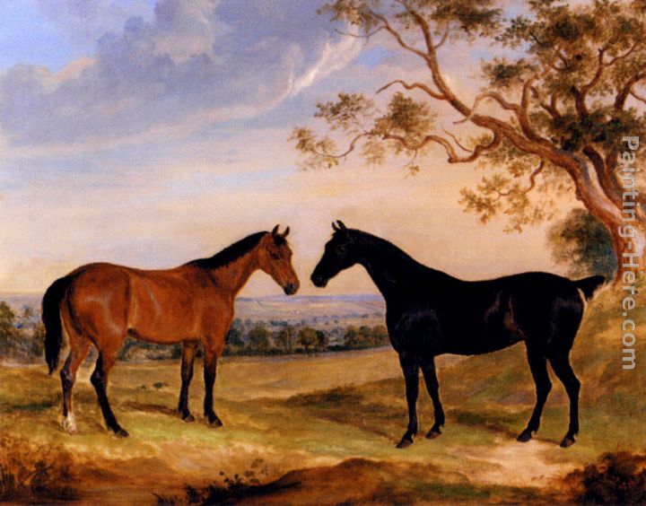 Two Mares In A Landscape painting - William Webb Two Mares In A Landscape art painting